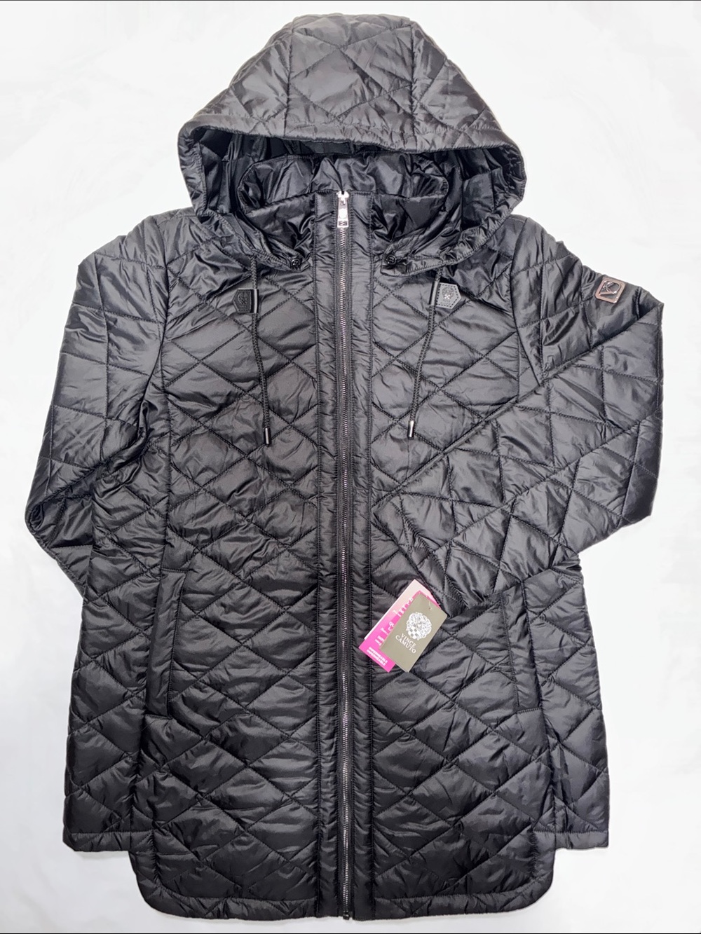 Vince Camuto Black Quilted Hooded Puffer Coat